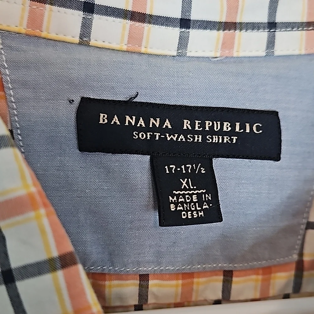 Banana Republic Windowpane Cotton Dress Shirt Extra Large